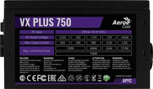 Aerocool PGS VX-750PLUS 750W Full Wired 80 Plus Standard
