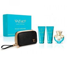  Versace Dylan Turquoise pour Femme Gift Set Eau de Toilette 100ml, Body Lotion 100ml, Shower Gel 100ml and Cosmetic Bag